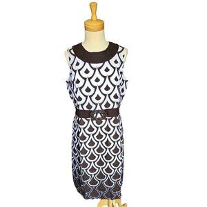 Talbots Brown Geometric Print Dress Size 14 | Women’s Sleeveless Summer Dress |